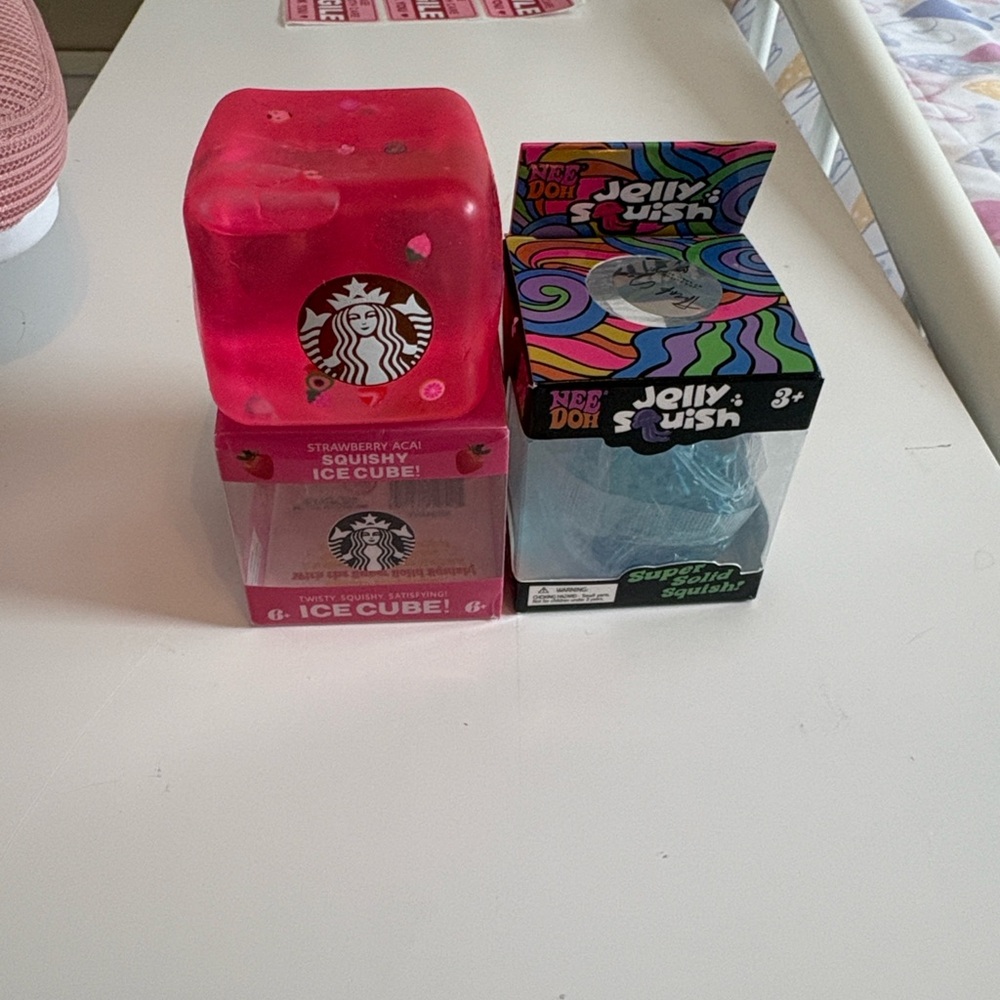 Starbucks Pink Strawberry-Acai Squishy Ice Cube Toy & Jelly squish. Generic